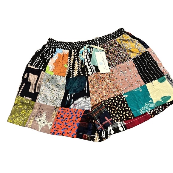 (3) Vintage Aesthetic Patchwork Shorts Festival Wear Hippie Music Bohemian Sz Lg - Picture 6 of 13